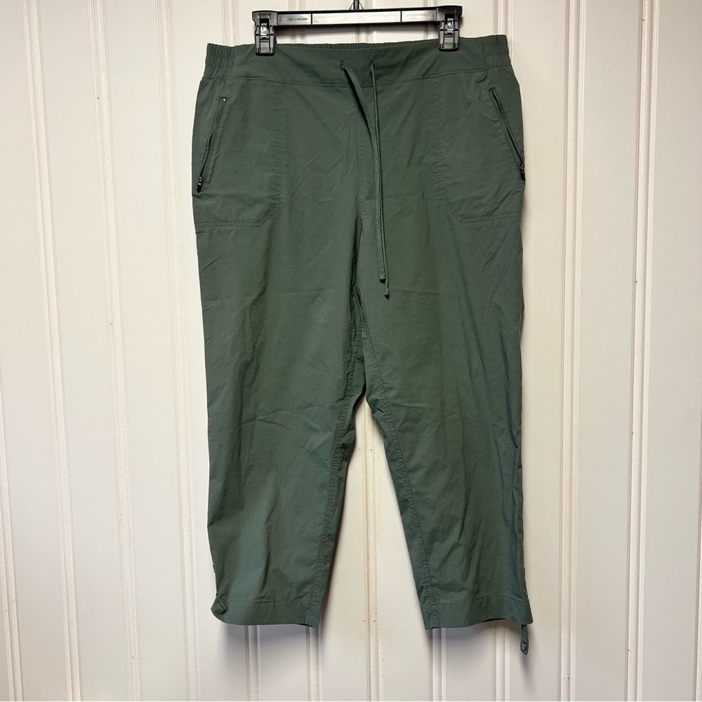 Eddie Bauer Green Hiking Pants XL Elastic Waist Lightweight Outdoor Travel